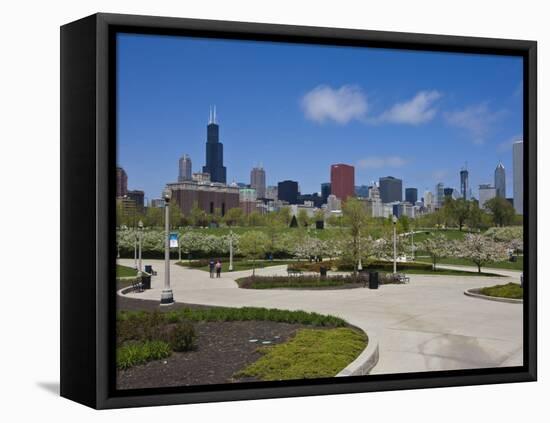 Museum Campus, Grant Park and the South Loop City Skyline, Chicago, Illinois, USA-Amanda Hall-Framed Premier Image Canvas
