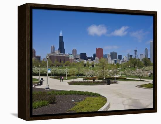 Museum Campus, Grant Park and the South Loop City Skyline, Chicago, Illinois, USA-Amanda Hall-Framed Premier Image Canvas