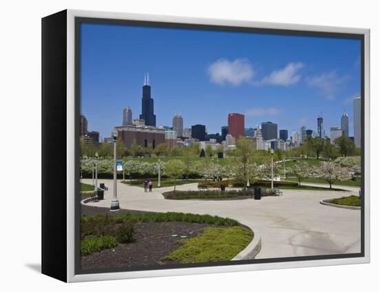 Museum Campus, Grant Park and the South Loop City Skyline, Chicago, Illinois, USA-Amanda Hall-Framed Premier Image Canvas