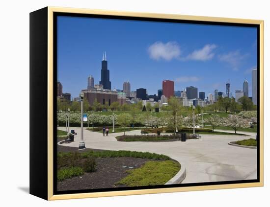 Museum Campus, Grant Park and the South Loop City Skyline, Chicago, Illinois, USA-Amanda Hall-Framed Premier Image Canvas