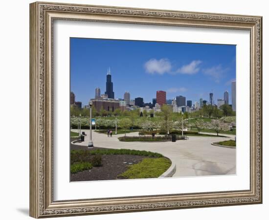 Museum Campus, Grant Park and the South Loop City Skyline, Chicago, Illinois, USA-Amanda Hall-Framed Photographic Print