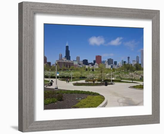 Museum Campus, Grant Park and the South Loop City Skyline, Chicago, Illinois, USA-Amanda Hall-Framed Photographic Print