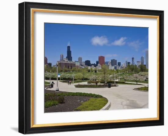 Museum Campus, Grant Park and the South Loop City Skyline, Chicago, Illinois, USA-Amanda Hall-Framed Photographic Print