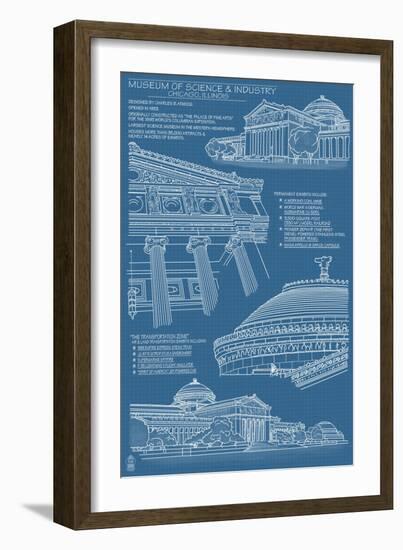 Museum of Science and Industry Blueprint - Chicago, Il, c.2009-Lantern Press-Framed Art Print