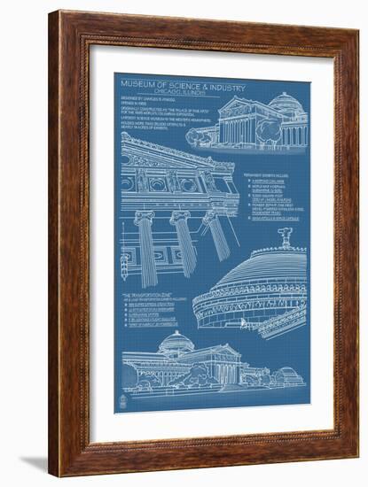 Museum of Science and Industry Blueprint - Chicago, Il, c.2009-Lantern Press-Framed Art Print