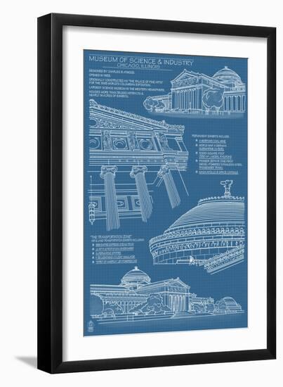 Museum of Science and Industry Blueprint - Chicago, Il, c.2009-Lantern Press-Framed Art Print