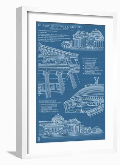 Museum of Science and Industry Blueprint - Chicago, Il, c.2009-Lantern Press-Framed Art Print