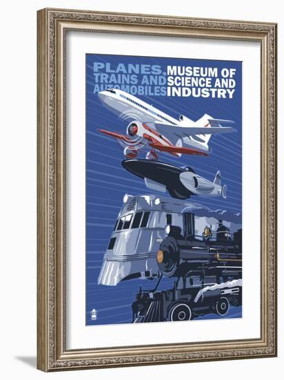 Museum of Science and Industry Vehicles - Chicago, IL-Lantern Press-Framed Art Print