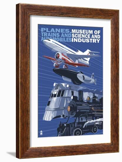 Museum of Science and Industry Vehicles - Chicago, IL-Lantern Press-Framed Art Print