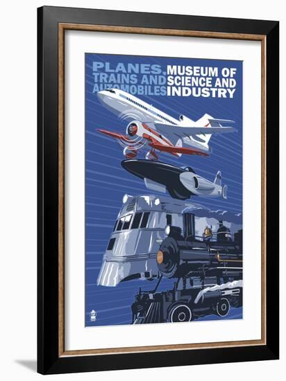 Museum of Science and Industry Vehicles - Chicago, IL-Lantern Press-Framed Art Print