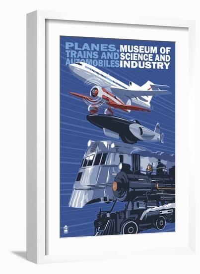 Museum of Science and Industry Vehicles - Chicago, IL-Lantern Press-Framed Art Print