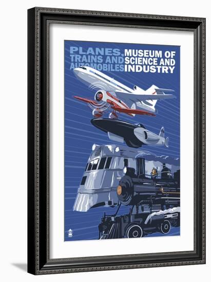 Museum of Science and Industry Vehicles - Chicago, IL-Lantern Press-Framed Art Print