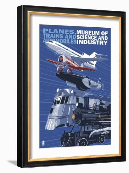 Museum of Science and Industry Vehicles - Chicago, IL-Lantern Press-Framed Art Print