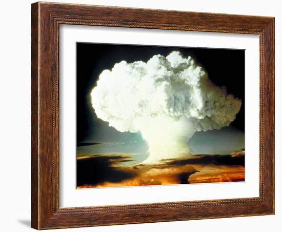 Mushrm. Cloud Rising White, Blotting Horizon, in "Op Ivy, Mike Shot" Atomic Bomb Test Blast-null-Framed Photographic Print