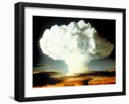 Mushrm. Cloud Rising White, Blotting Horizon, in "Op Ivy, Mike Shot" Atomic Bomb Test Blast-null-Framed Photographic Print