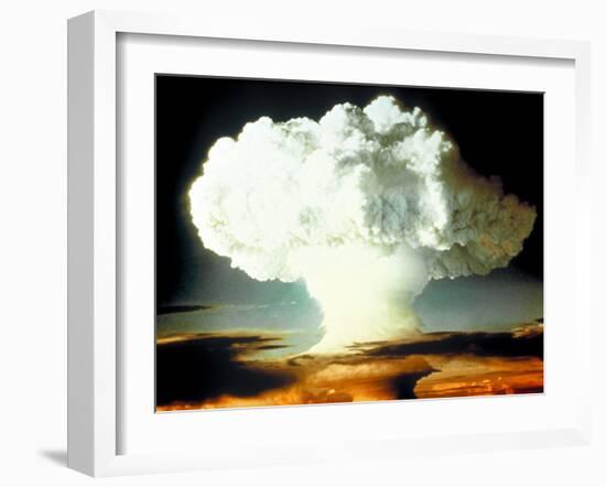 Mushrm. Cloud Rising White, Blotting Horizon, in "Op Ivy, Mike Shot" Atomic Bomb Test Blast-null-Framed Photographic Print