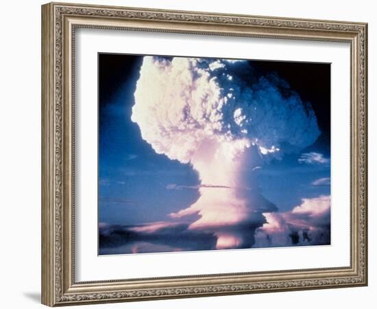 Mushrm. Cloud Rising White, Blotting Horizon, in "Op Ivy, Mike Shot" Atomic Bomb Test Blast-null-Framed Photographic Print