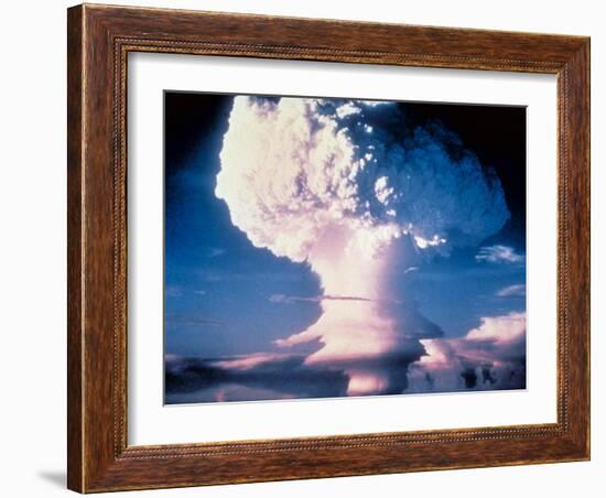 Mushrm. Cloud Rising White, Blotting Horizon, in "Op Ivy, Mike Shot" Atomic Bomb Test Blast-null-Framed Photographic Print