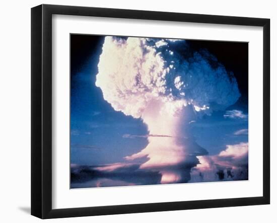 Mushrm. Cloud Rising White, Blotting Horizon, in "Op Ivy, Mike Shot" Atomic Bomb Test Blast-null-Framed Photographic Print