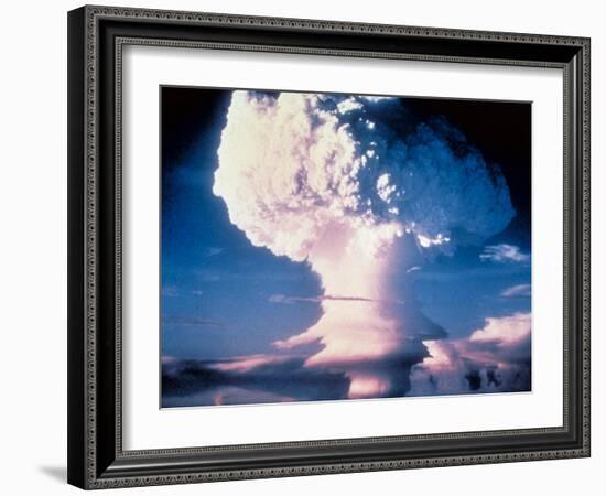 Mushrm. Cloud Rising White, Blotting Horizon, in "Op Ivy, Mike Shot" Atomic Bomb Test Blast-null-Framed Photographic Print