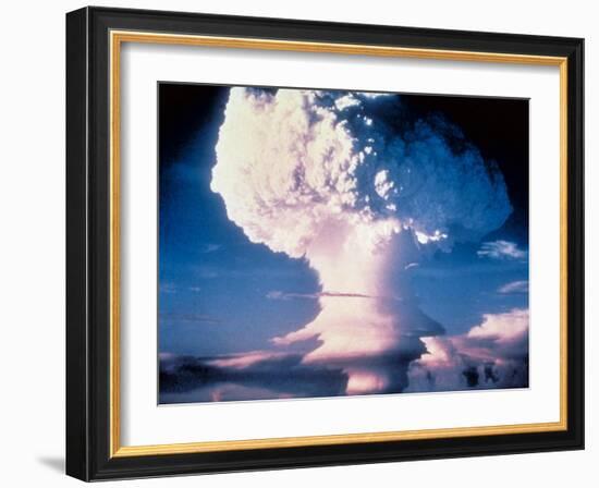 Mushrm. Cloud Rising White, Blotting Horizon, in "Op Ivy, Mike Shot" Atomic Bomb Test Blast-null-Framed Photographic Print