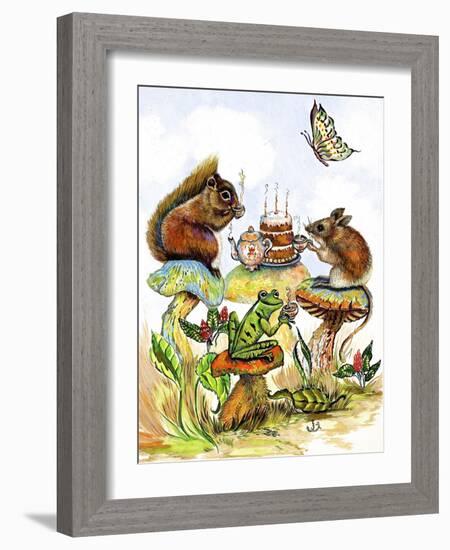 Mushroom Birthday Tea Party-Judy Mastrangelo-Framed Giclee Print