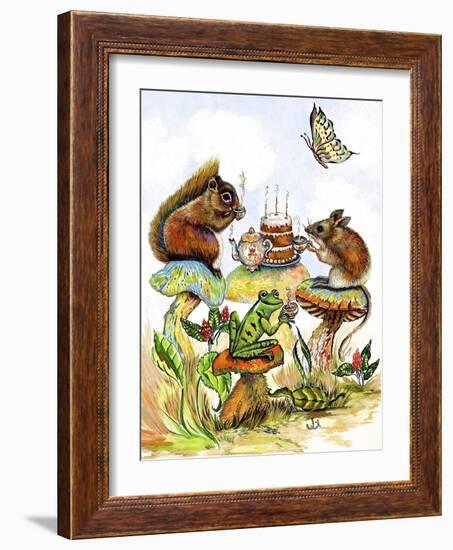Mushroom Birthday Tea Party-Judy Mastrangelo-Framed Giclee Print