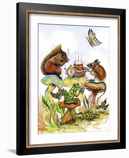 Mushroom Birthday Tea Party-Judy Mastrangelo-Framed Giclee Print