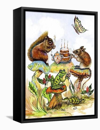 Mushroom Birthday Tea Party-Judy Mastrangelo-Framed Premier Image Canvas