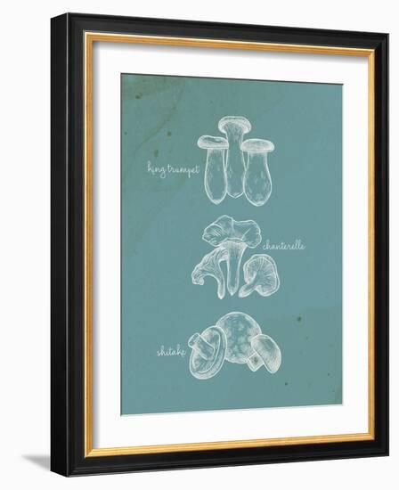 Mushroom Teal 1-Anne Bailey-Framed Art Print