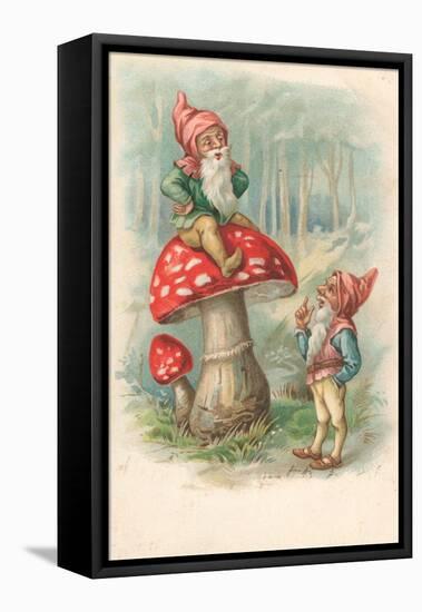 Mushroom with Gnomes-null-Framed Premier Image Canvas