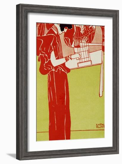 Music, A Woman Playing the Lyre-Gustav Klimt-Framed Giclee Print