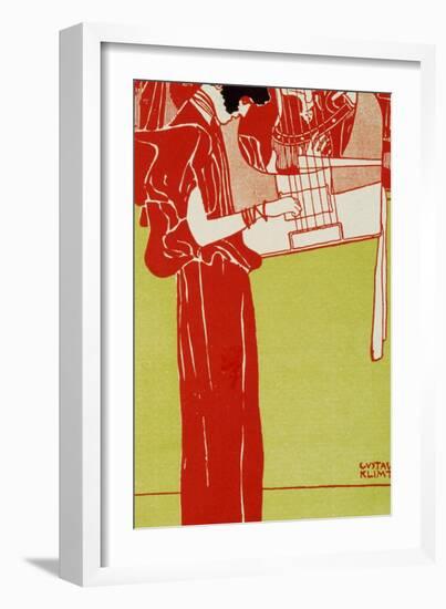 Music, A Woman Playing the Lyre-Gustav Klimt-Framed Giclee Print