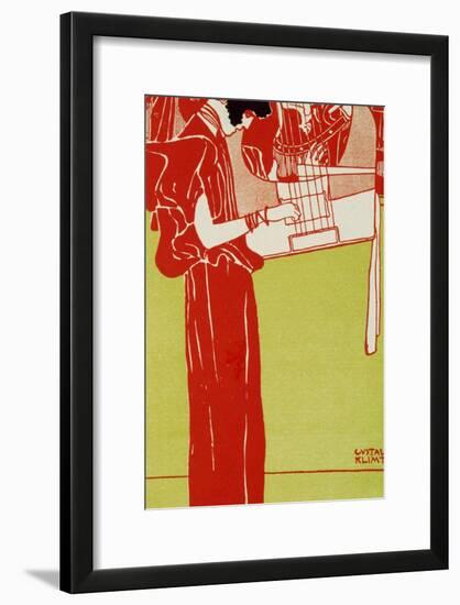 Music, A Woman Playing the Lyre-Gustav Klimt-Framed Giclee Print