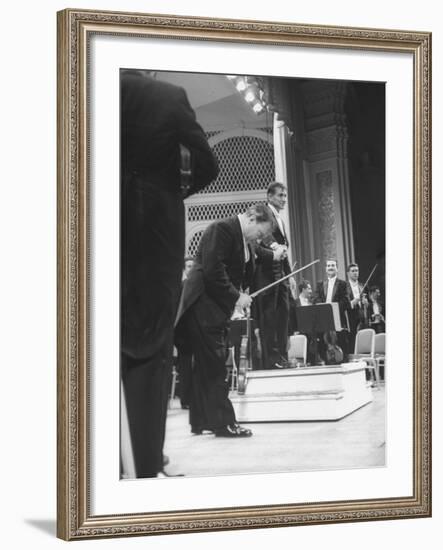 Music Conductor Leonard Bernstein-Yale Joel-Framed Premium Photographic Print