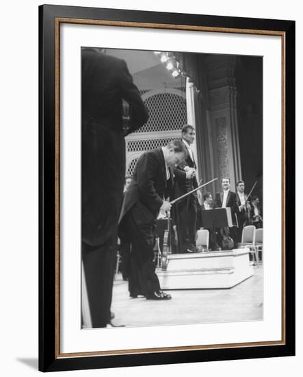 Music Conductor Leonard Bernstein-Yale Joel-Framed Premium Photographic Print