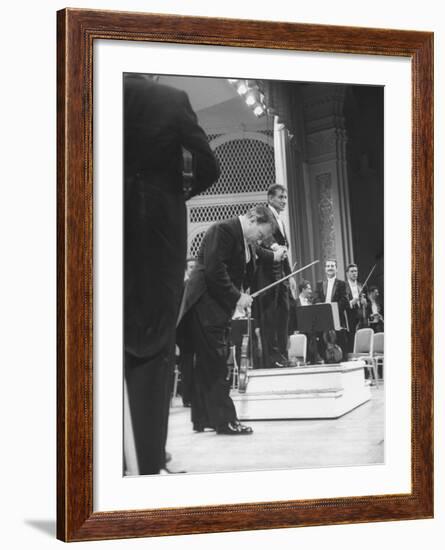 Music Conductor Leonard Bernstein-Yale Joel-Framed Premium Photographic Print