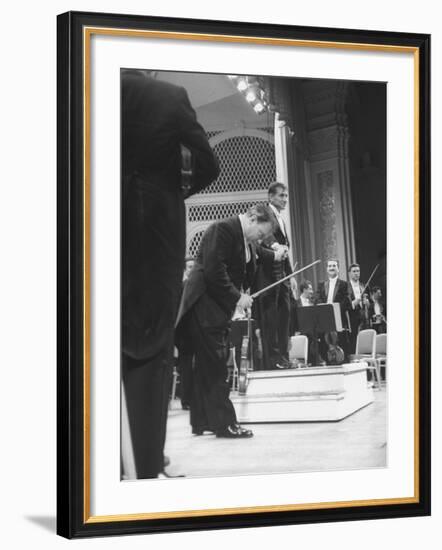 Music Conductor Leonard Bernstein-Yale Joel-Framed Premium Photographic Print