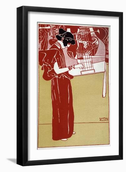 Music - Drawing by Gustav Klimt, Deb. 20Th Century-Gustav Klimt-Framed Giclee Print