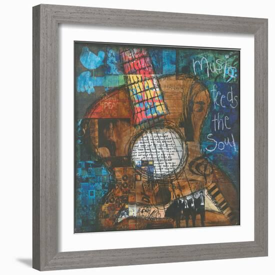 Music Feeds the Soul - Guitar-Jennifer McCully-Framed Giclee Print