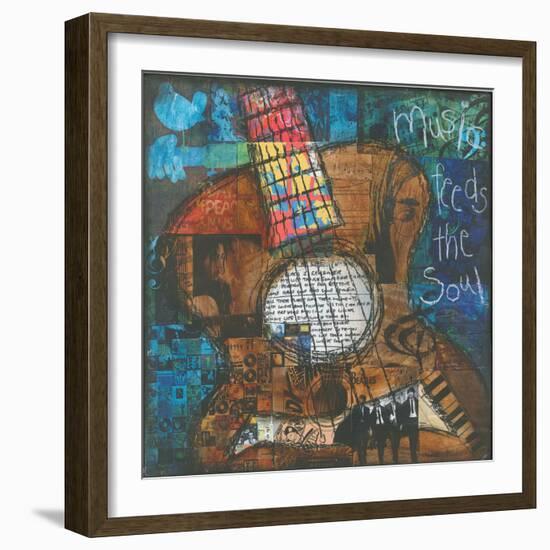 Music Feeds the Soul - Guitar-Jennifer McCully-Framed Giclee Print