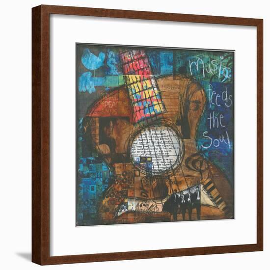 Music Feeds the Soul - Guitar-Jennifer McCully-Framed Giclee Print