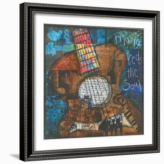 Music Feeds the Soul - Guitar-Jennifer McCully-Framed Giclee Print