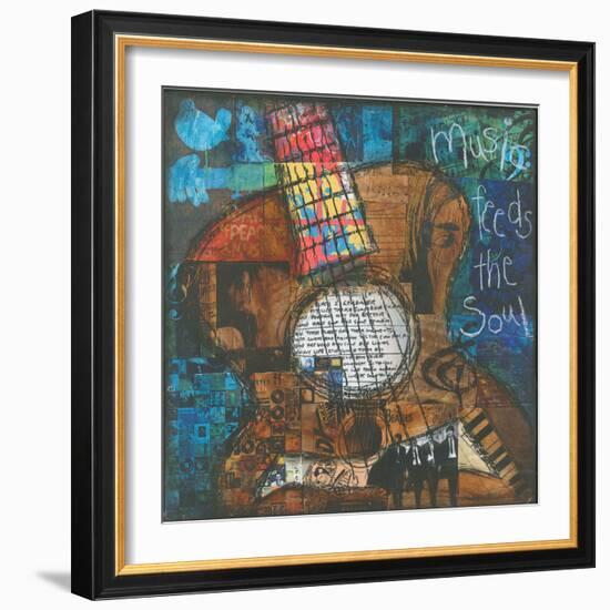 Music Feeds the Soul - Guitar-Jennifer McCully-Framed Giclee Print