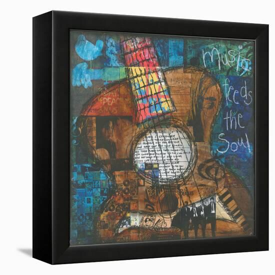 Music Feeds the Soul - Guitar-Jennifer McCully-Framed Premier Image Canvas