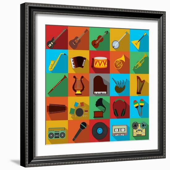 Music Flat Icons Set-Yulia Ryabokon-Framed Art Print