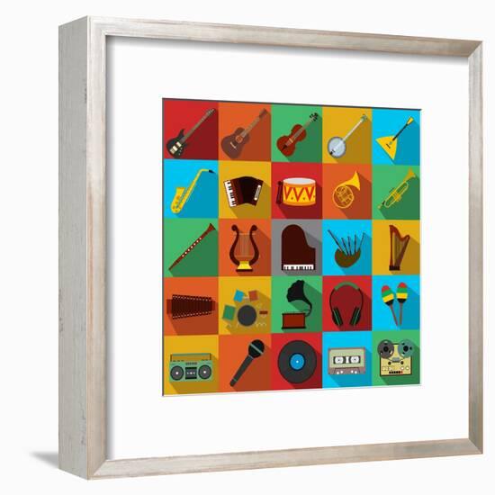 Music Flat Icons Set-Yulia Ryabokon-Framed Art Print