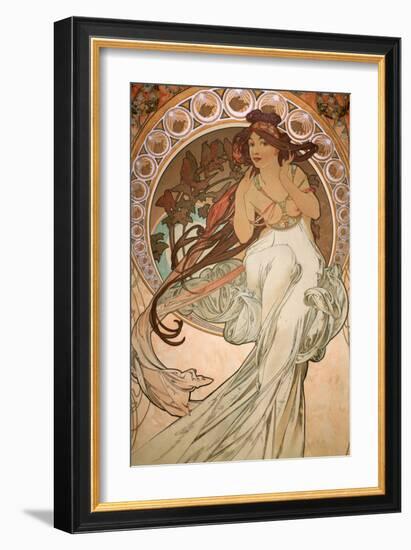 Music (from The Four Arts - Detail), 1898-Alphonse Mucha-Framed Art Print