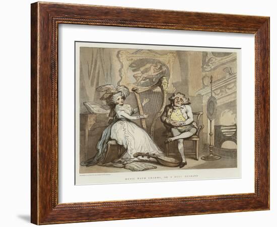 Music Hath Charms, or a Dull Husband-Thomas Rowlandson-Framed Giclee Print