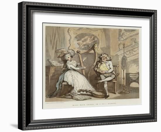 Music Hath Charms, or a Dull Husband-Thomas Rowlandson-Framed Giclee Print